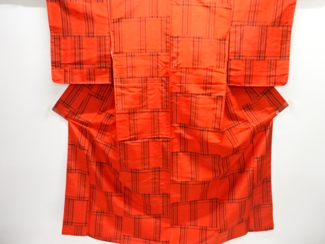JAPANESE KIMONO / TSUMUGI / ENSEMBLE / WOVEN ABSTRACT GRID